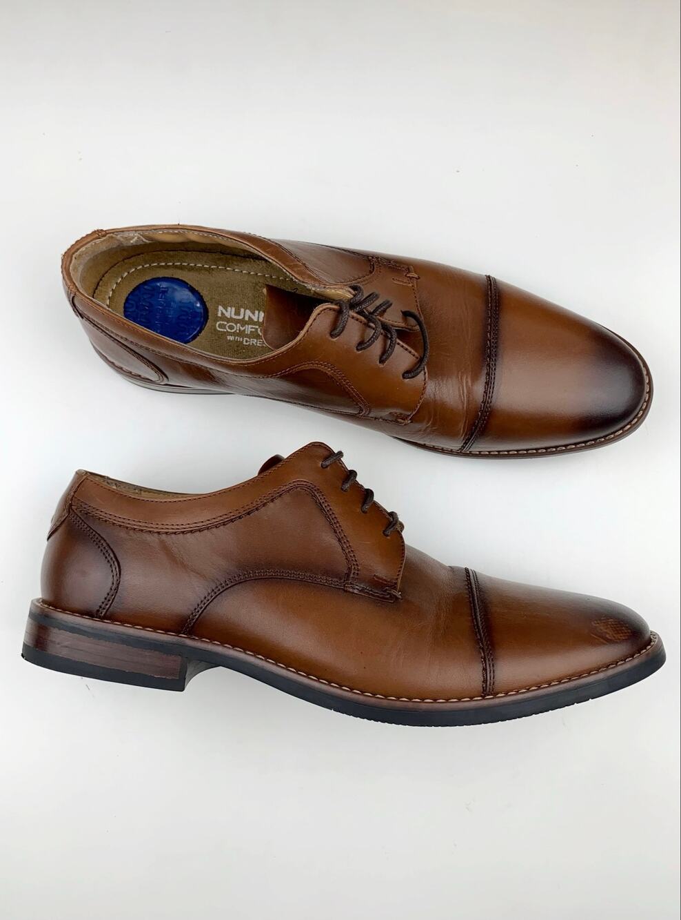 Nunn Bush Westfield Oxford Dress Shoes Brown Leather Cap Toe Comfort Gel Mens 12